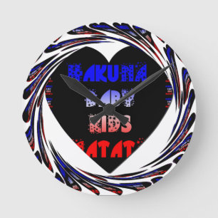Blue Black Hakuna Matata Baby Kinder Design.png Ronde Klok