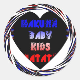 Blue Black Hakuna Matata Baby Kinder Design.png Ronde Sticker