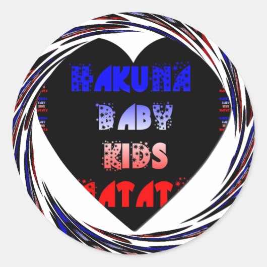 Blue Black Hakuna Matata Baby Kinder Design.png Ronde Sticker (Voorkant)