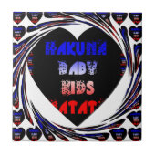 Blue Black Hakuna Matata Baby Kinder Design.png Tegeltje (Voorkant)