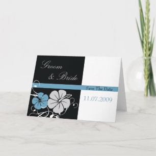 Blue & Black Hibiscus Bewaar de datum Aankondiging