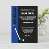 Blue Black Hockey Bar Mitzvah-uitnodigingen Kaart (Staand voorkant)