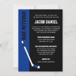 Blue Black Hockey Bar Mitzvah-uitnodigingen Kaart<br><div class="desc">Moderne blauwe en zwarte hockey met de thema Bar Mitzvah uitnodigingen. Eenvoudig aan te passen voor uw evenement.</div>