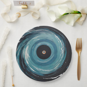 Blue Black Hole Drain Spiral Effect Papieren Bordje