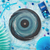 Blue Black Hole Drain Spiral Effect Papieren Bordje (Feest)
