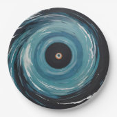 Blue Black Hole Drain Spiral Effect Papieren Bordje (Voorkant)