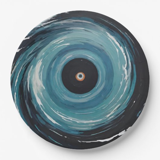Blue Black Hole Drain Spiral Effect Papieren Bordje (Voorkant)
