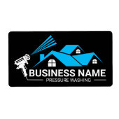 Blue Black House Pressure Washing Service Etiket (Voorkant)