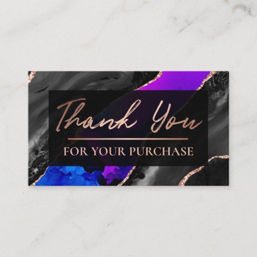 Blue Black Ink Agate Hartelijk dank voor uw aankoo Visitekaartje (Voorkant)
