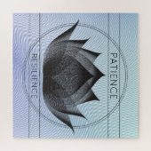 Blue Black Lotus Patience Resilience Floral Symbol Legpuzzel (Horizontaal)