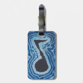 Blue Black Love Music Note Tie Dye Bagagelabel (Achterkant verticaal)