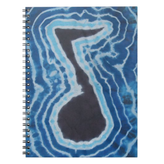 Blue Black Love Music Note Tie Dye Notitieboek (Voorkant)