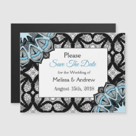 Blue Black Mandala Save the Date Magnetic Kaart Magnetische Uitnodiging