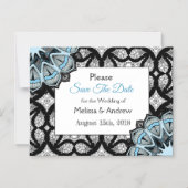 Blue Black Mandala Save the Date Magnetic Kaart Magnetische Uitnodiging (Voorkant)