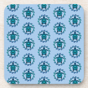 Blue Black Maori Sun Symbol Tribal Turtles Bier Onderzetter