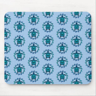Blue Black Maori Sun Symbol Tribal Turtles Muismat