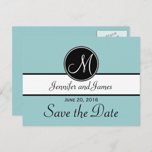 Blue Black Modern Save the Date Briefkaarten (Voorkant / Achterkant)
