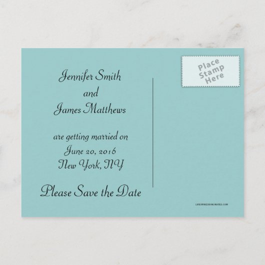 Blue Black Modern Save the Date Briefkaarten (Achterkant)