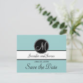 Blue Black Modern Save the Date Briefkaarten (Staand voorkant)