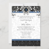 Blue Black Monogram Magnetic Wedding Invitation Magnetische Uitnodiging (Voorkant)