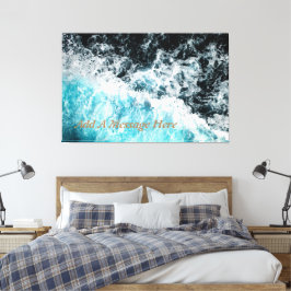 Blue Black Ocean Waves Hawaii  Canvas Afdruk