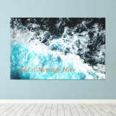 Blue Black Ocean Waves Hawaii Canvas Afdruk (Insitu (Houten vloer))