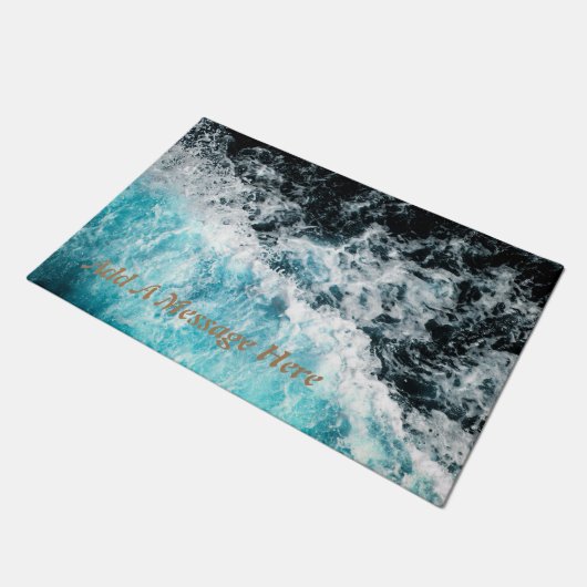 Blue Black Ocean Waves Hawaii  Canvas Deurmat (Schuin)