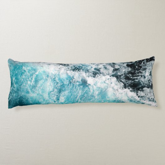 Blue Black Ocean Waves Hawaii  Lichaamskussen (Achterkant)