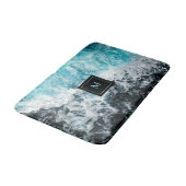 Blue Black Ocean Waves Hawaii Monogram Badmat (Gekanteld)