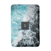 Blue Black Ocean Waves Hawaii Monogram Badmat (Voorkant Verticaal)
