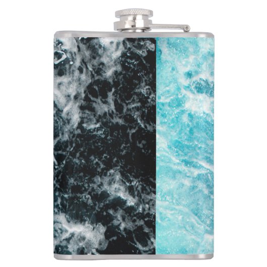 Blue Black Ocean Waves Hawaii Monogram Heupfles (Achterkant)