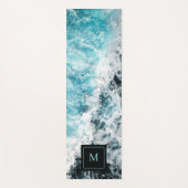 Blue Black Ocean Waves Hawaii Monogram Yogamat (Voorkant)