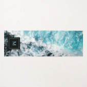 Blue Black Ocean Waves Hawaii Monogram Yogamat (Voorkant (horizontaal))