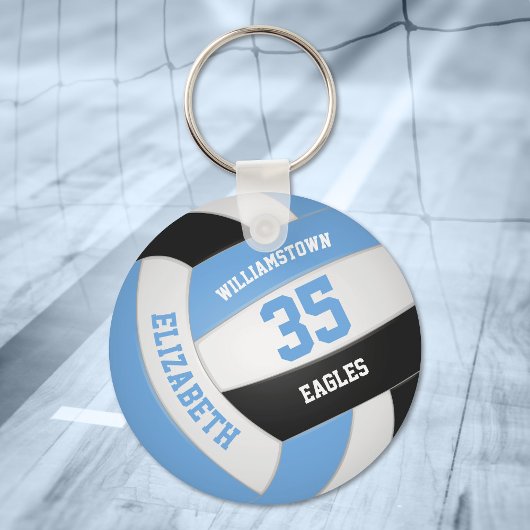 blue black personalized teamnaam volleyball sleutelhanger