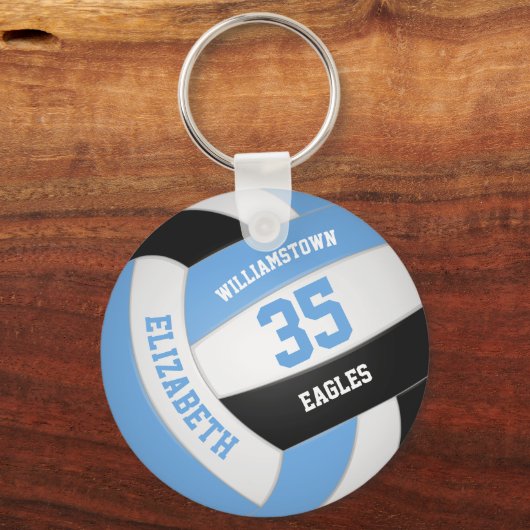 blue black personalized teamnaam volleyball sleutelhanger (Achterkant)