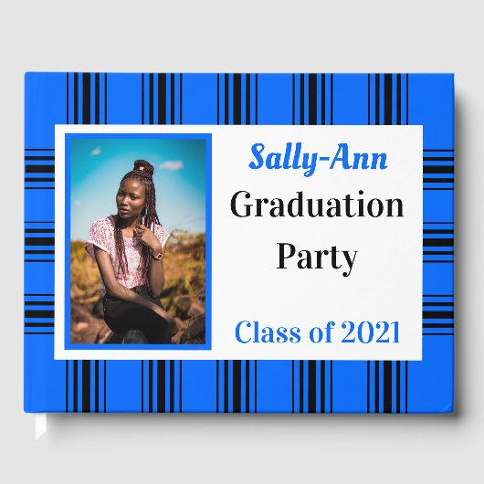 Blue Black Photo Graduation Party Gastenboek (Voorkant)