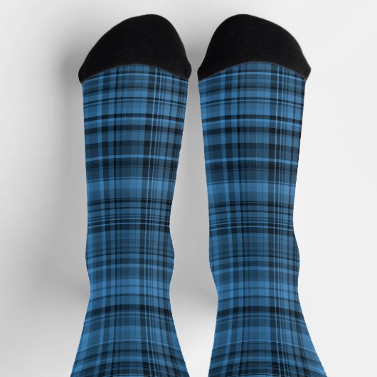 Blue Black Plaid Pattern Sokken (Top)