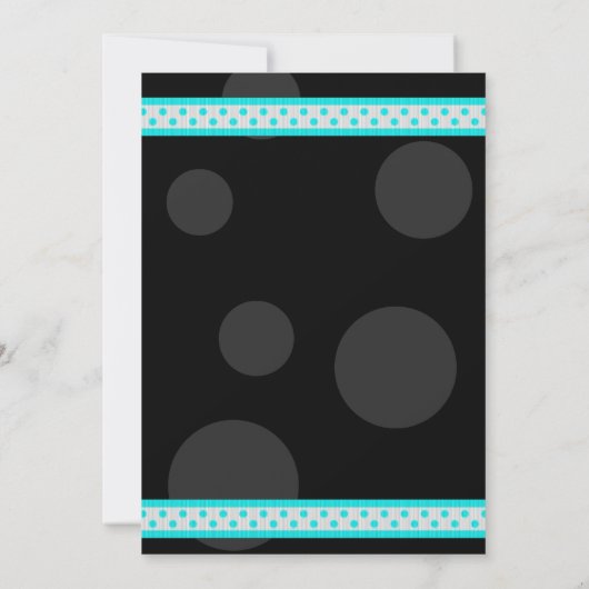 Blue Black Polka Dot Ribbon Bat Mitzvah Uitnodigin Kaart (Achterkant)