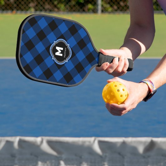 Blue Black Pset Monogram Naam Pickleball Paddle (Insitu)
