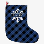 Blue Black Pset Snowflakes Name Kerstmis Grote Kerstsok (Voorkant)