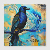 Blue Black Raven, blue and gold abstract Birthday (Voorkant)