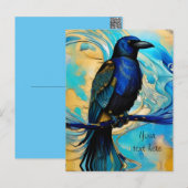 Blue Black Raven, blue and gold abstract Briefkaart (Voorkant / Achterkant)