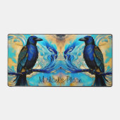 Blue Black Raven, blue and gold abstract Bureaumat (Voorkant)