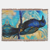 Blue Black Raven, blue and gold abstract Deken (Voorkant)