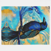 Blue Black Raven, blue and gold abstract Fleece Deken (Voorkant (Horizontaal))