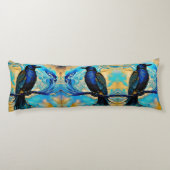 Blue Black Raven, blue and gold abstract Lichaamskussen (Achterkant)