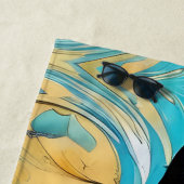 Blue Black Raven, blue and gold abstract Strandlaken (In situ)