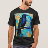 Blue Black Raven, blue and gold abstract T-shirt (Voorkant)
