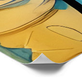 Blue Black Raven op blauw en abstract goud Poster (Hoek)