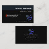 Blue Black Retro Columns Eigenaar CEO Entrepreneur Visitekaartje (Voorkant / Achterkant)